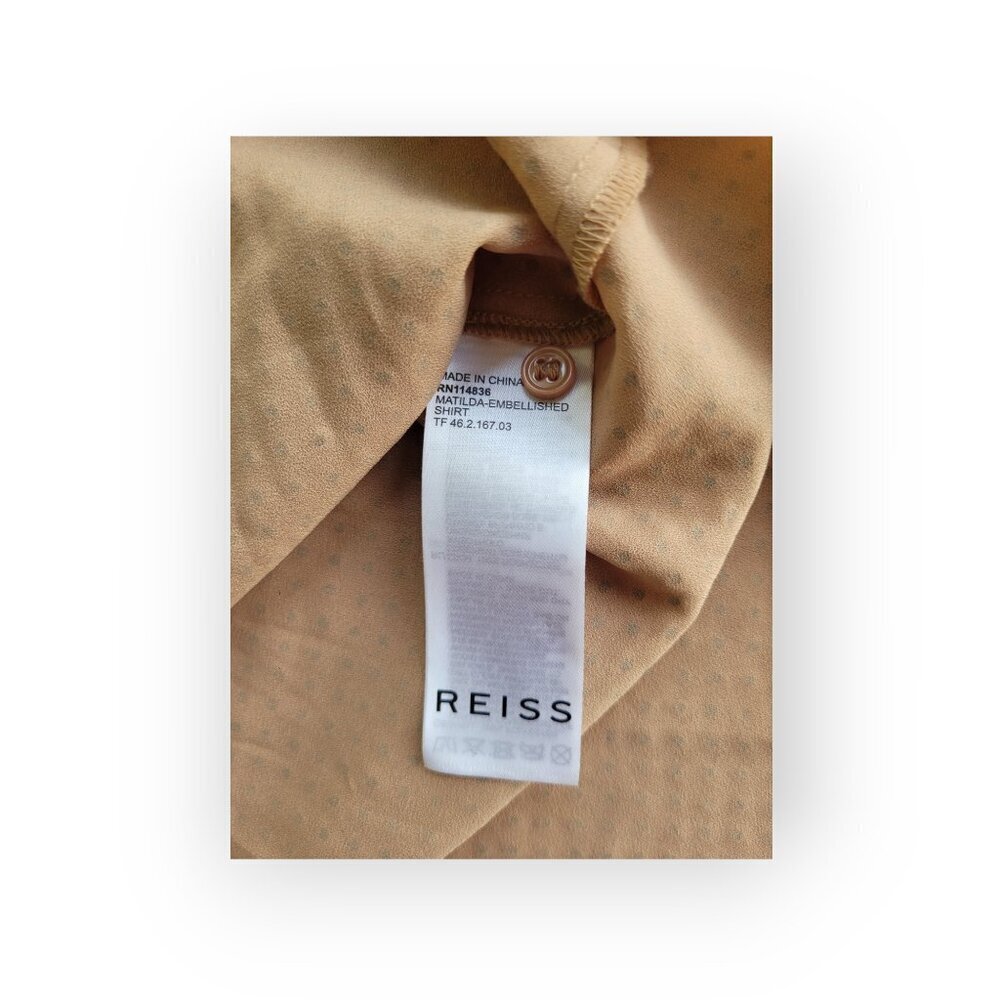 Reiss Matilda Brown Crystal Embellished Shirt Womens Size 6 Evening Party Top - Picture 6 of 15